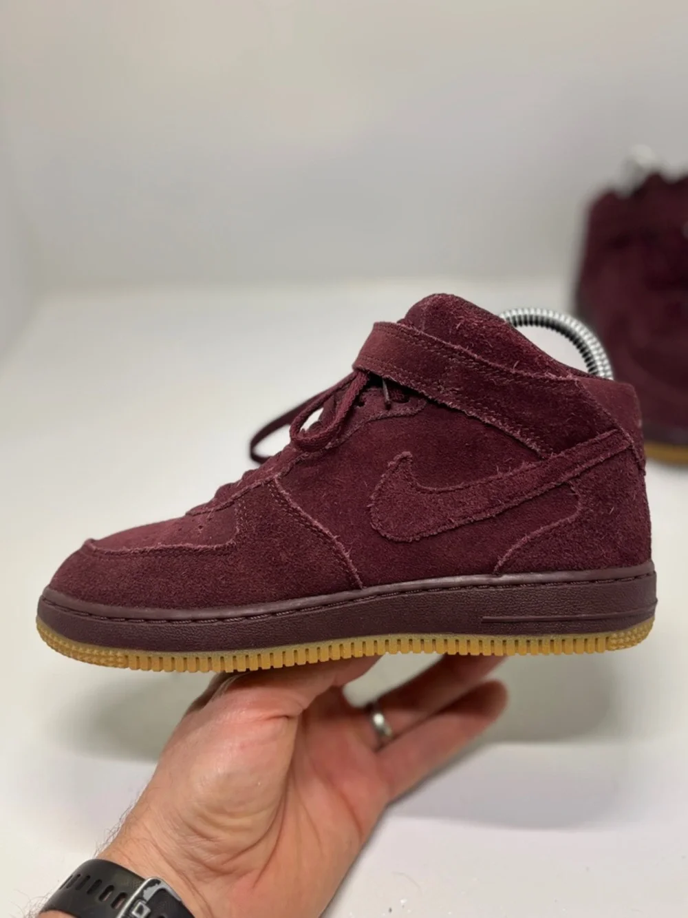 Nike Air Force 1 Mid LV8 Burgundy Suede Gum Sole Kids Size 3Y